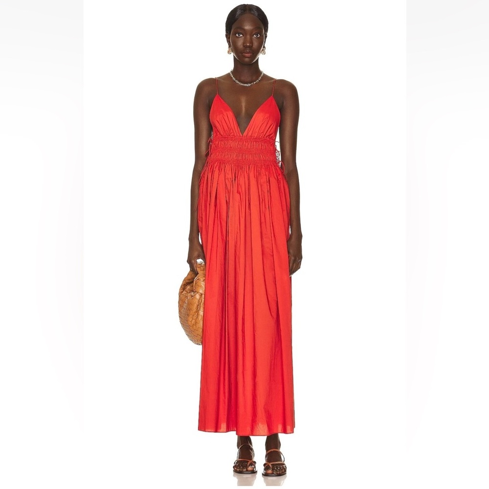 Matteau Orange Sleeveless Plunge Maxi Gown